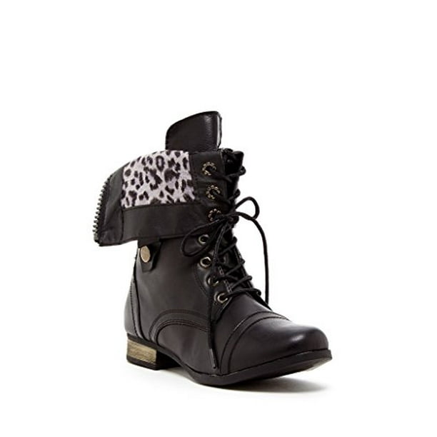Charles Albert Womens Zip Lace Up Combat Boot Mid-Calf Ankle Booties 